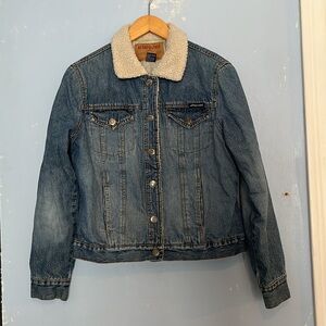 Aeropostale Sherpa Denim Chest Pocket Snap Button Up Jean Jacket